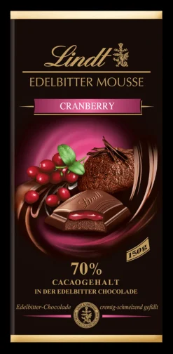Hot Edelbitter Mousse Cranberry, 150g Tafeln|Frucht