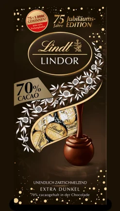 New LINDOR Kugel Beutel Extra Dark 70%, 75 Jahre Jubiläum, 137g Beutel & Xl Beutel|Dunkel