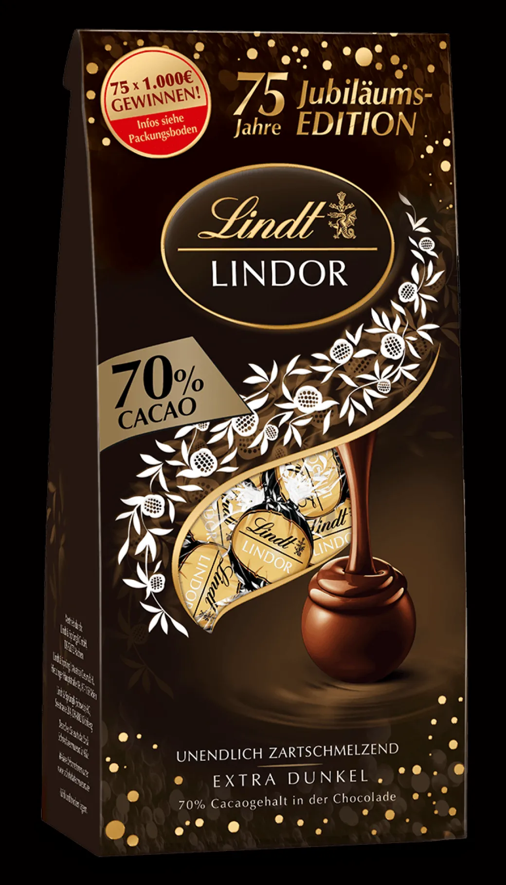 New LINDOR Kugel Beutel Extra Dark 70%, 75 Jahre Jubiläum, 137g Beutel & Xl Beutel|Dunkel