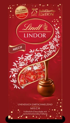 Discount LINDOR Kugel Beutel Milch, 75 Jahre Jubiläum, 137g Beutel & Xl Beutel|Vollmilch