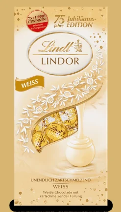 Outlet LINDOR Kugel Beutel Weiß, 75 Jahre Jubiläum, 136g Beutel & Xl Beutel|Weiß