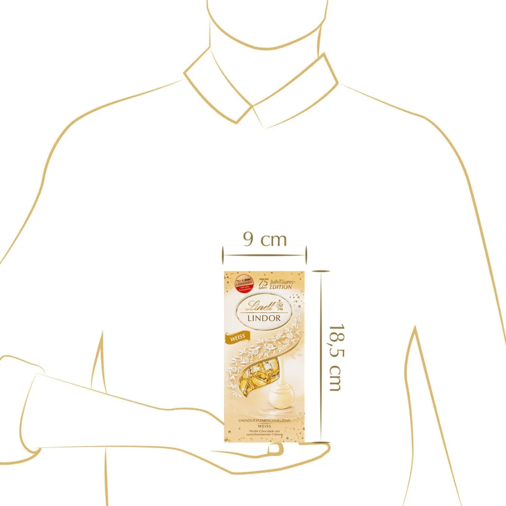 Outlet LINDOR Kugel Beutel Weiß, 75 Jahre Jubiläum, 136g Beutel & Xl Beutel|Weiß