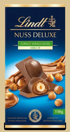Discount Nuss Deluxe Vollmilch Haselnuss, 110g Tafeln|Nuss