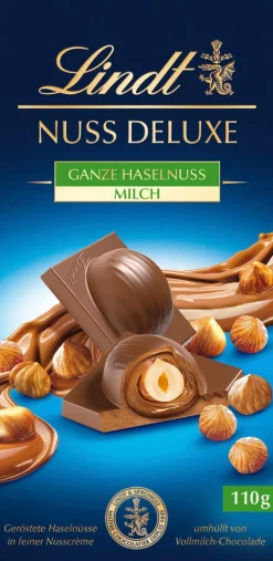 Discount Nuss Deluxe Vollmilch Haselnuss, 110g Tafeln|Nuss